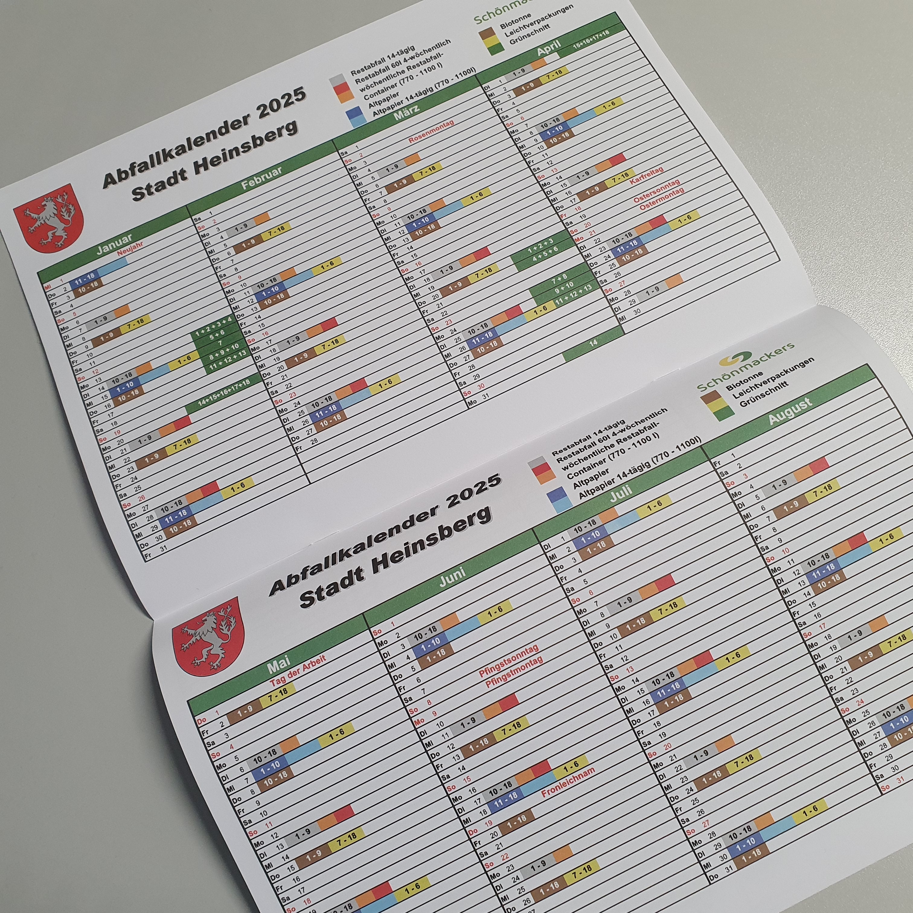 Abfallkalender 2025 der Stadt Heinsberg  Stadt Heinsberg